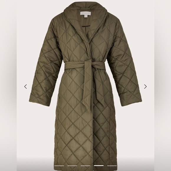 Monsoon Puffer Trench Coat Green/Khaki - Picture 1 of 6